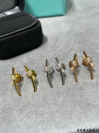 Tiffany & Co. Half-Diamond T Wire Knot Stud Earrings