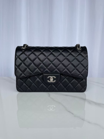 Chanel Classic Flap Jumbo 30cm CF shiny black 19.5×30×10cm