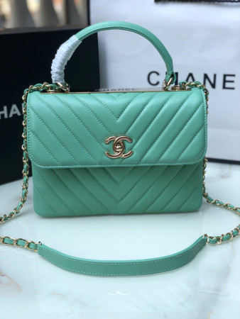 CHANEL FLAP BAG WITH TOP HANDLE BLUE SILVER 6.6 × 9.8 × 4.7 in