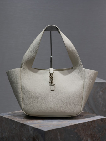 YSL BEA IN GRAINED LEATHER White