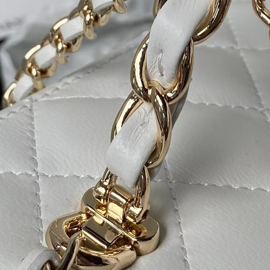 CHANEL Gold Chain with Makeup Mirror Lamb Leather Square Box Shoulder Bag Women