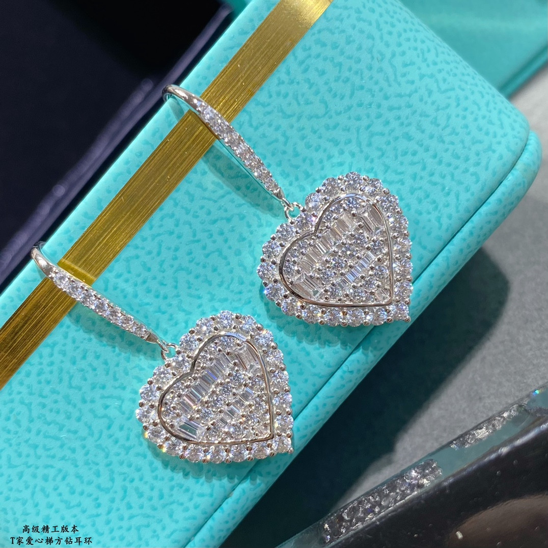 Tiffany & Co. Trapezoid Heart Drop Earrings Ag925