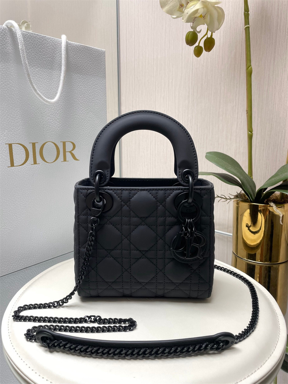 Mini Lady Dior Bag 6.5 x 6 x 3 inches
