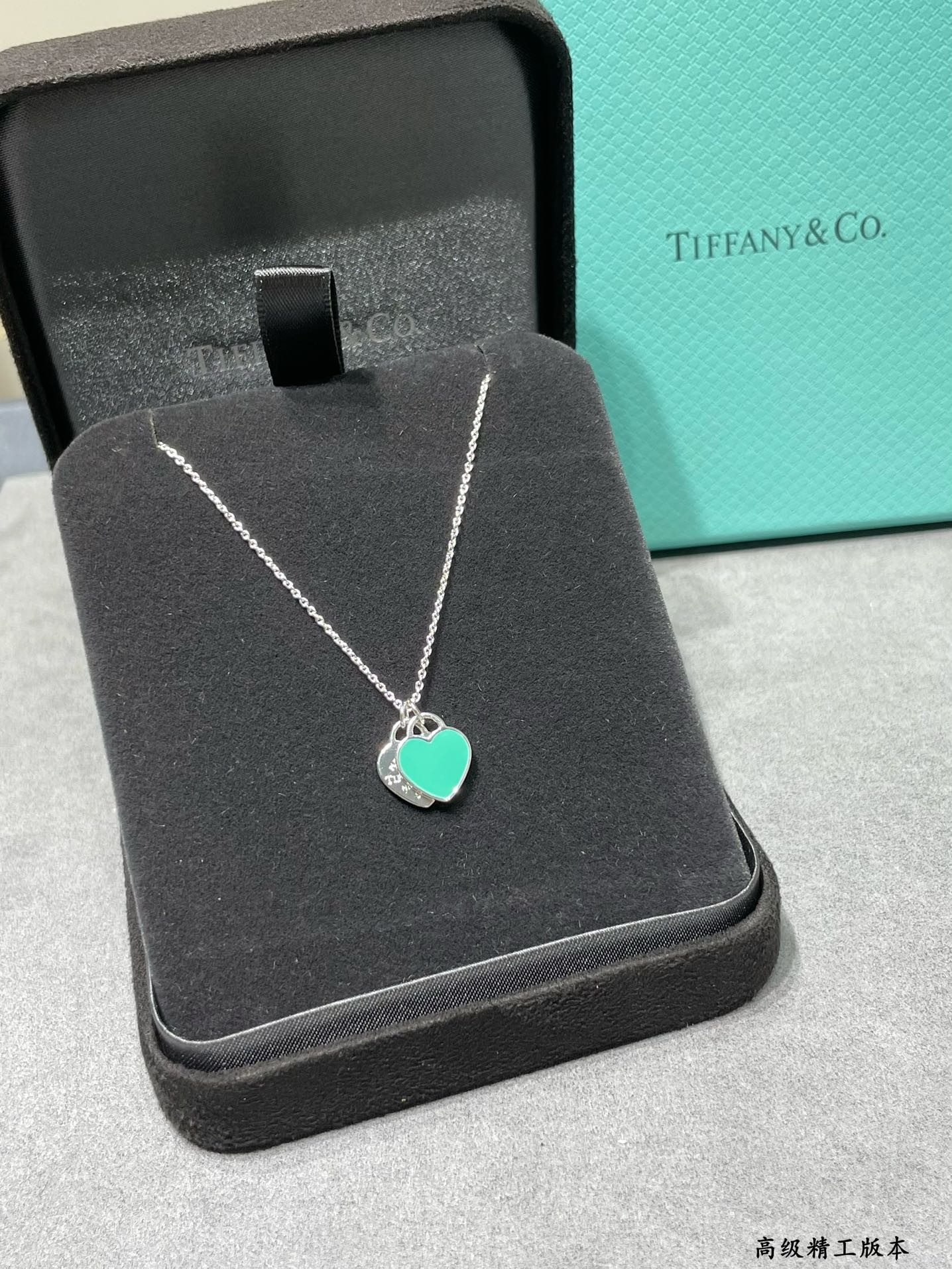 Tiffany & Co. Double Heart Enamel Pendant Necklace Ag925