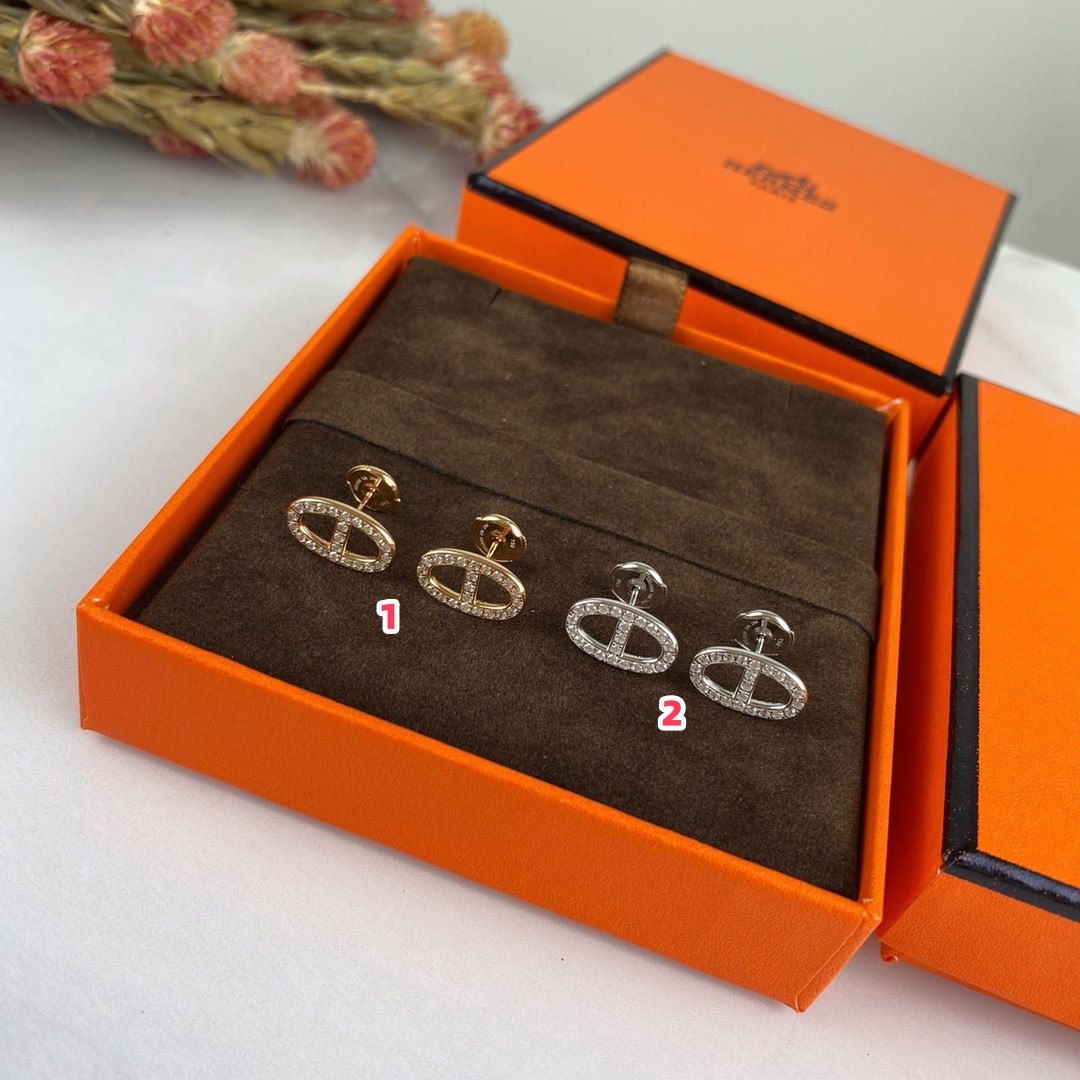 Hermès Fully Diamond-Encrusted H Stud Earrings