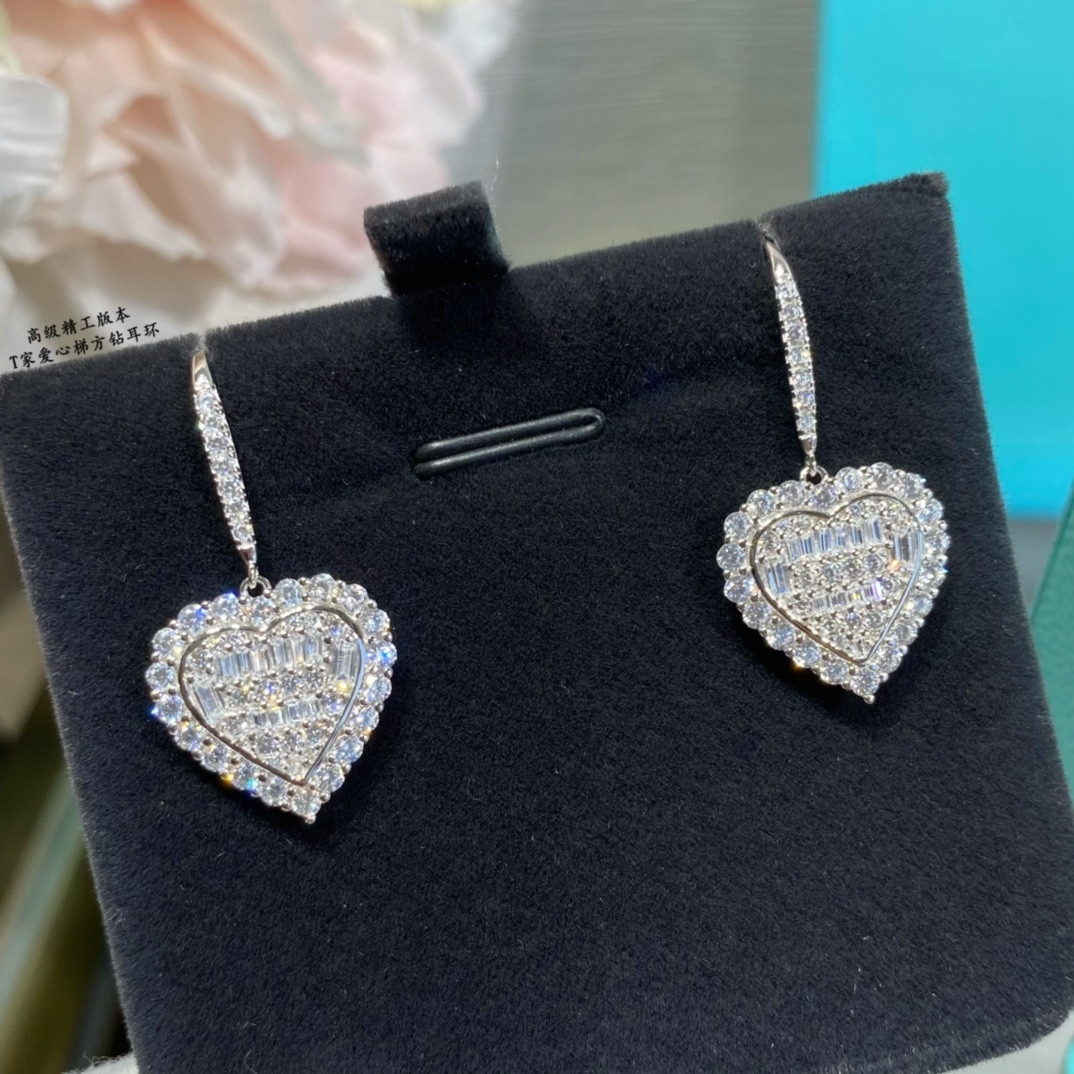 Tiffany & Co. Trapezoid Heart Drop Earrings Ag925