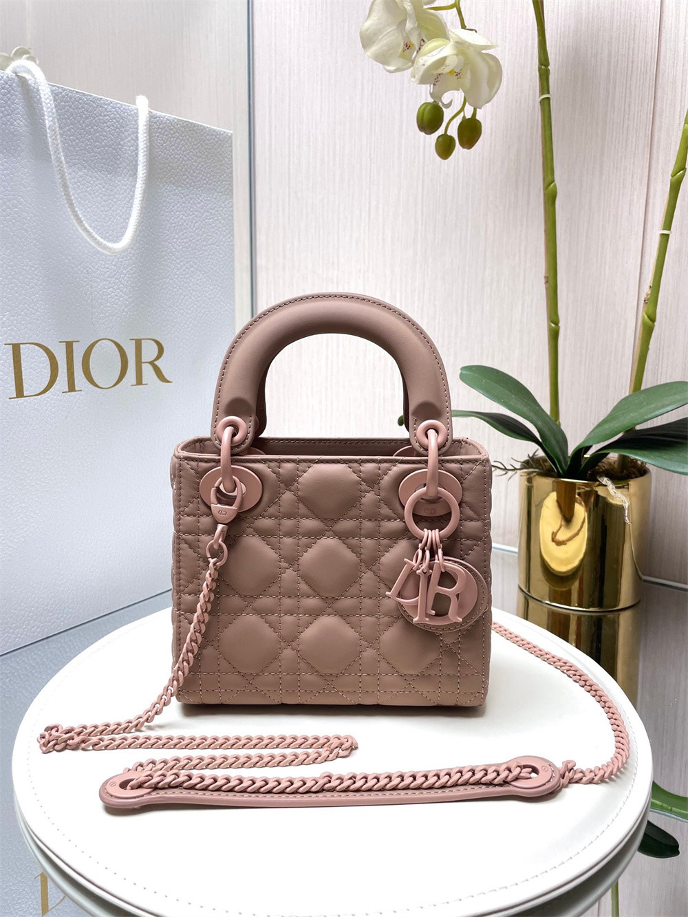 Mini Lady Dior Bag 6.5 x 6 x 3 inches