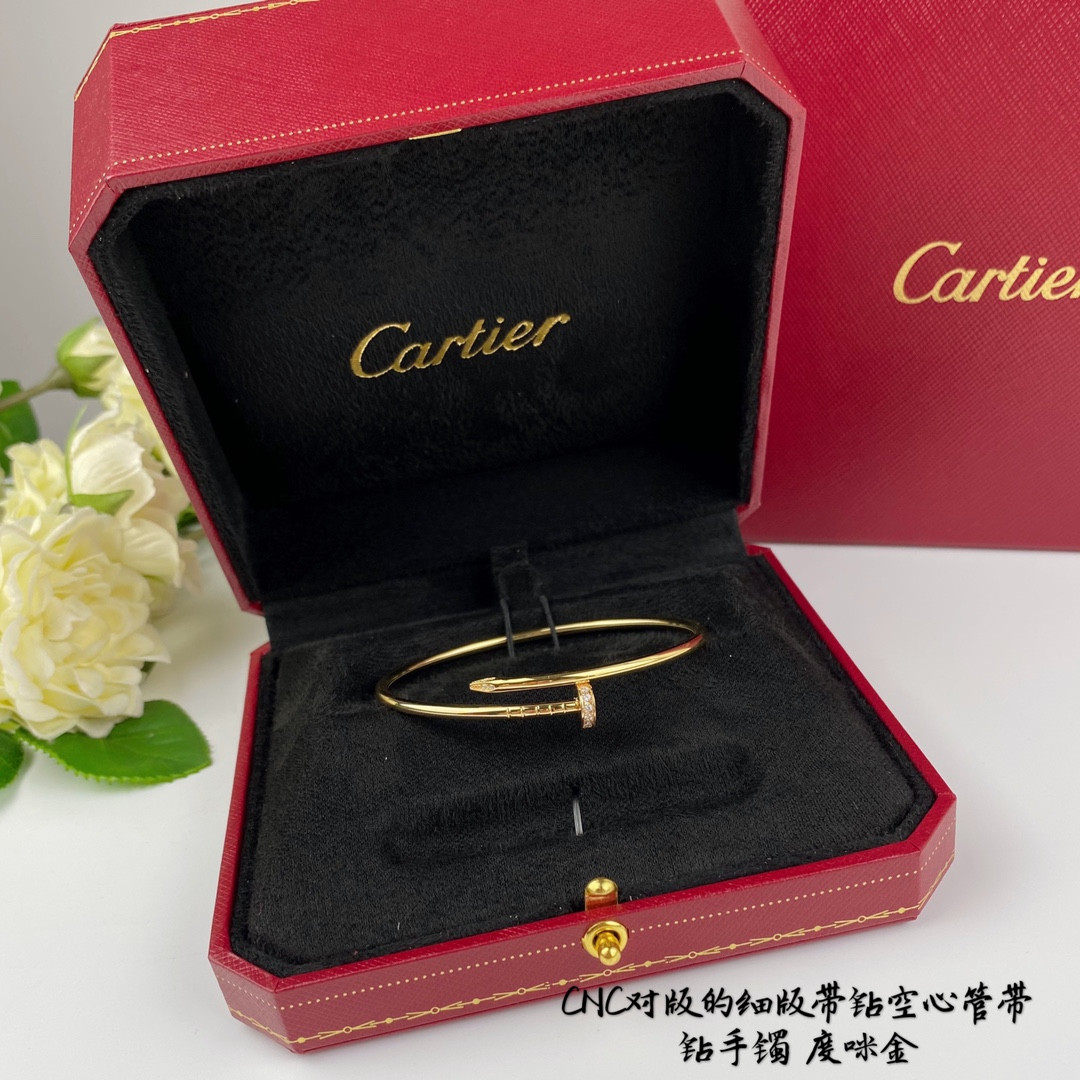 Cartier thin version with diamond hollow tube nail Bracelet