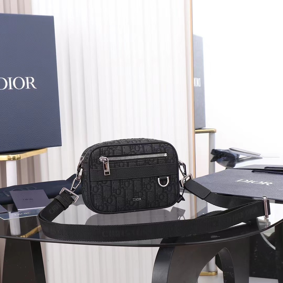 DIOR Mini Safari Bag with Strap Black Dior Oblique Jacquard 6.5 x 5 x 1.5 inches