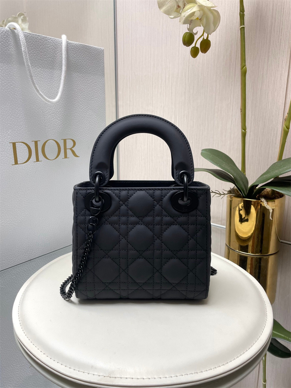 Mini Lady Dior Bag 6.5 x 6 x 3 inches