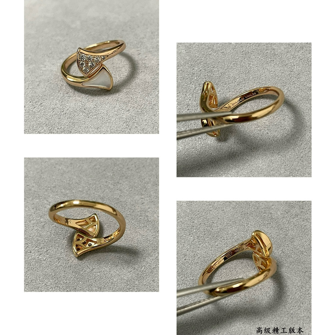 Bvlgari White mother-of-pearl scalloped skirt Ring