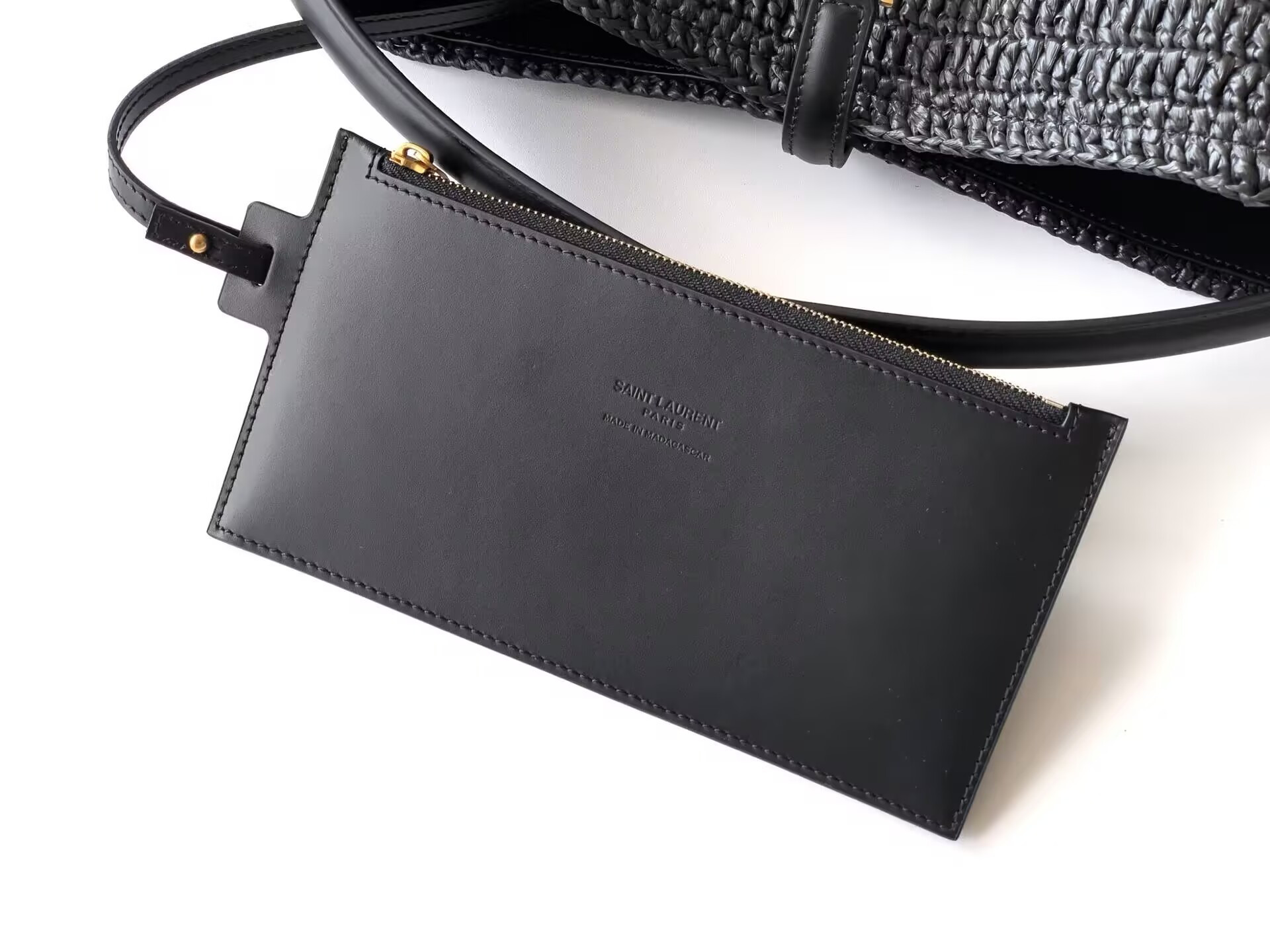 YSL LE 37 in woven raffia and vegetable-tanned leather Bucket Bag 25x20x12cm