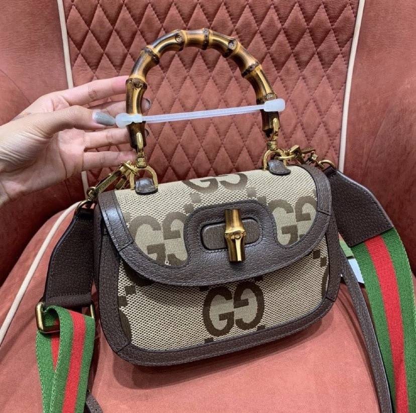 Gucci Small Bamboo Handbag with Super Double G Pattern