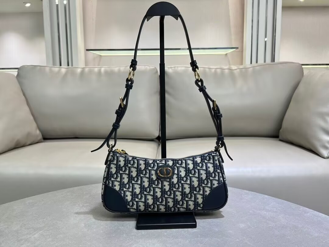 Dior 30 Montaigne Wanderlust Mini Bag Blue Dior Oblique Jacquard and Smooth Calfskin 26x12x7cm