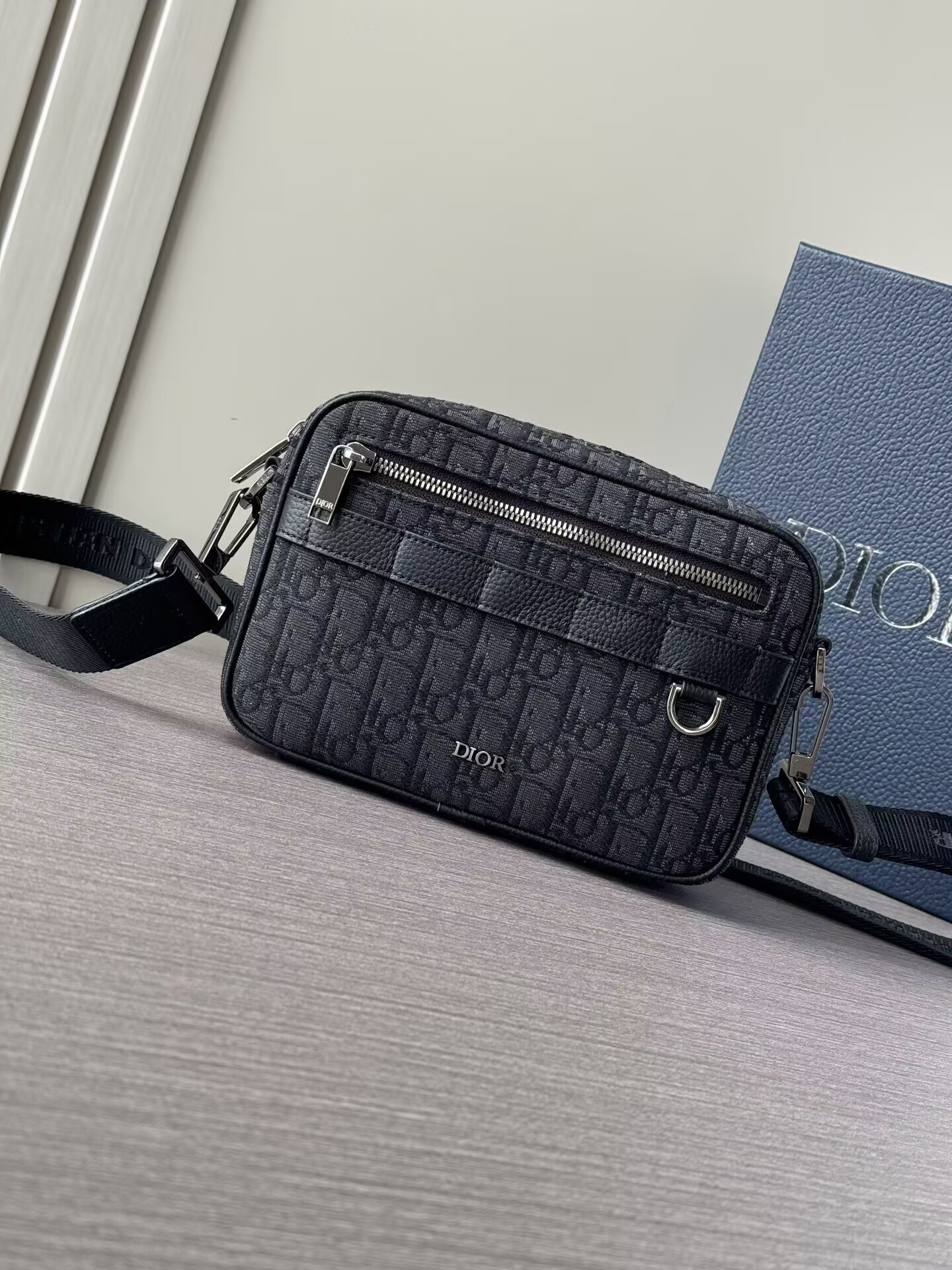 Dior Safari Bag with Strap Black Dior Oblique Jacquard 22x15x6cm