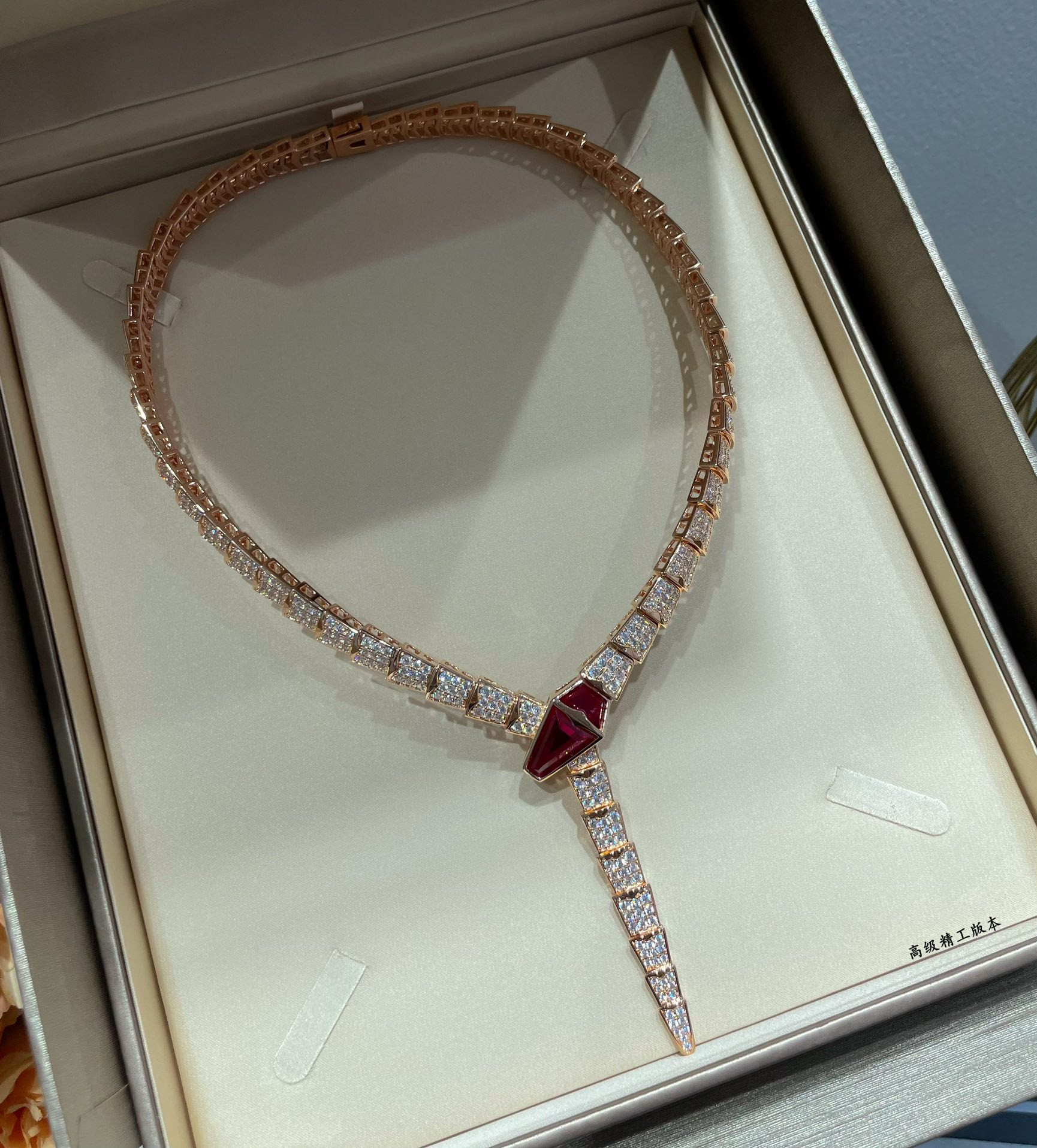 Bvlgari Wide version full diamond snake Necklace