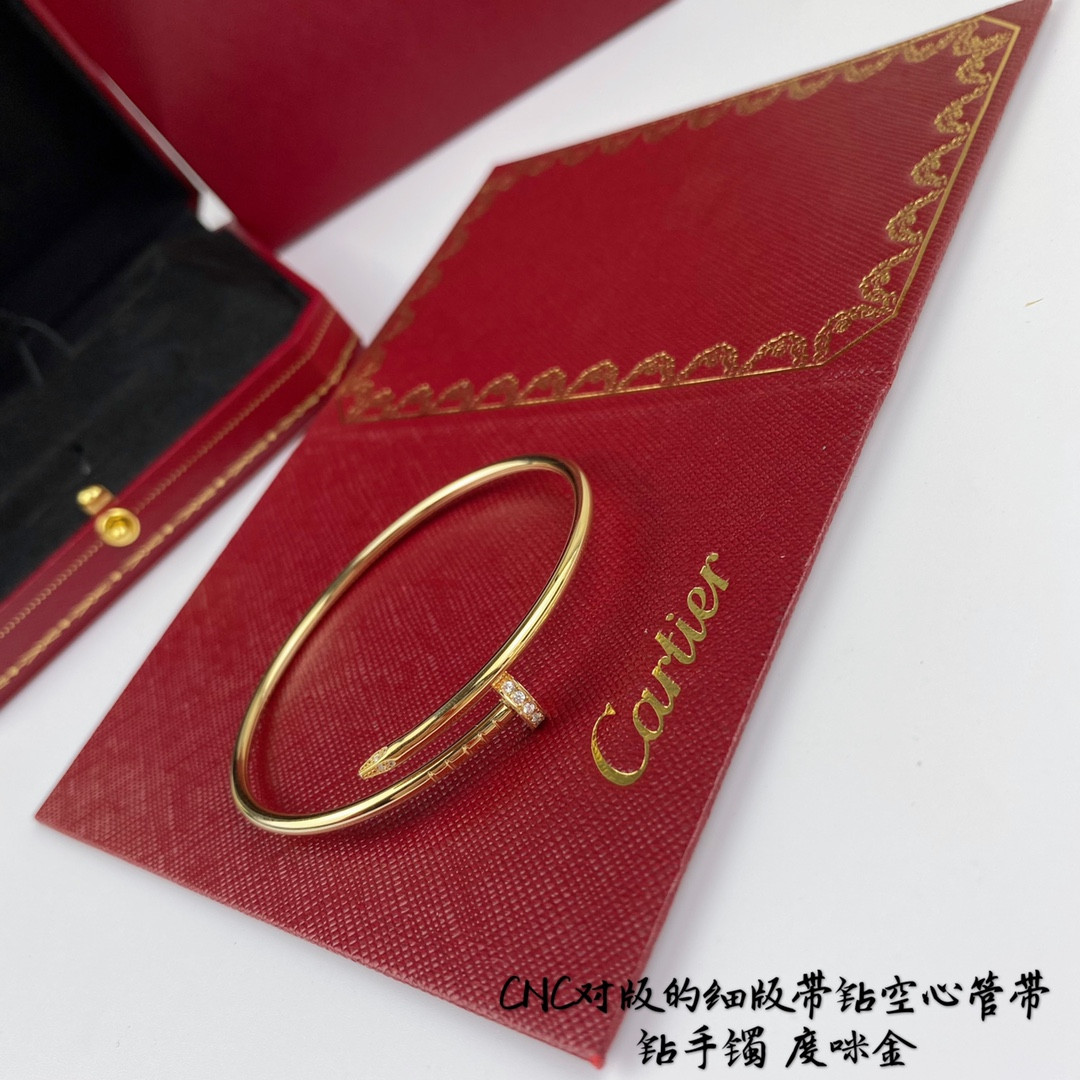 Cartier thin version with diamond hollow tube nail Bracelet