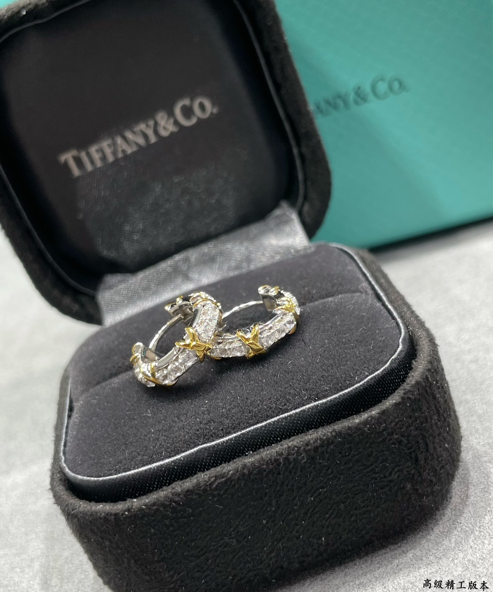 Tiffany & Co. Mini Cross Dual-Tone Hoop Earrings