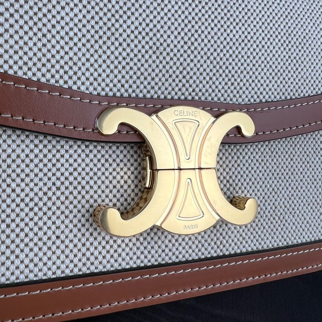 Celine TEEN TRIOMPHE BAG IN TEXTILE AND CALFSKIN 18.5x13.5x7cm