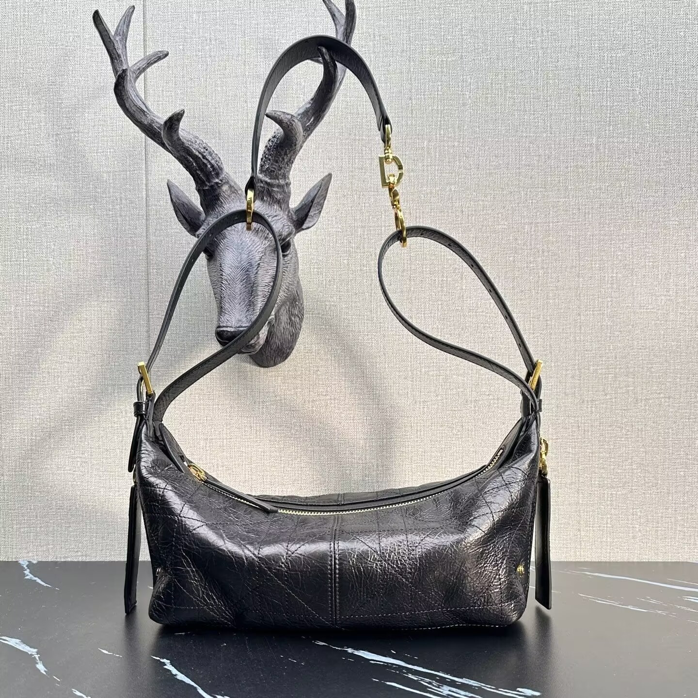 Dior Small D-Journey Bag in Crinkled Calfskin 25.5 x 14.5 x 14 cm