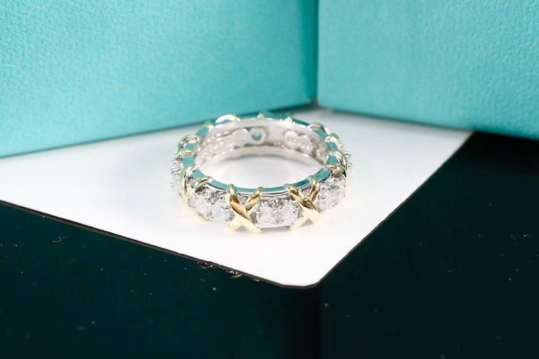 Tiffany & Co. Crossed Double Tone Ring