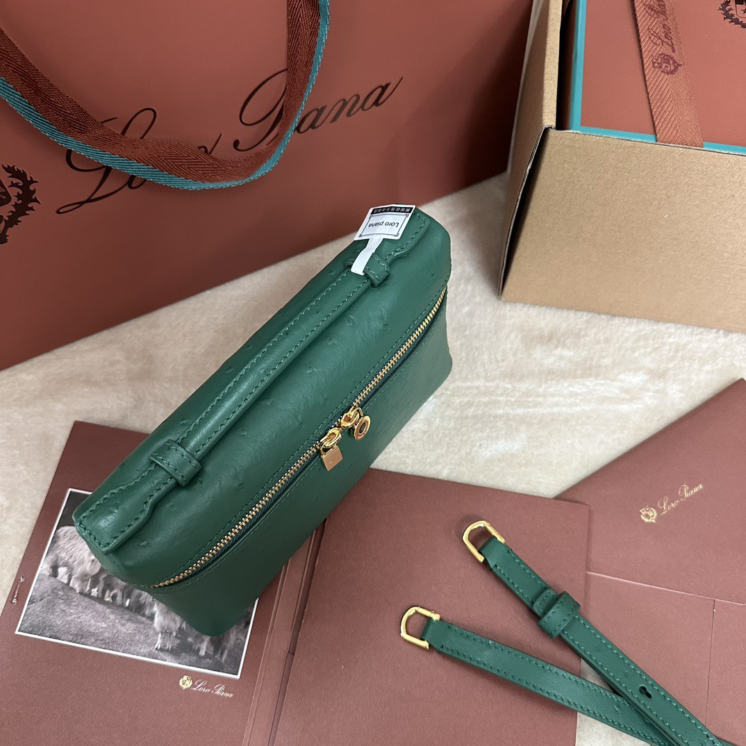 Loro Piana Extra Pocket L19 Ostrich-grained Leather 11x19x6.5cm