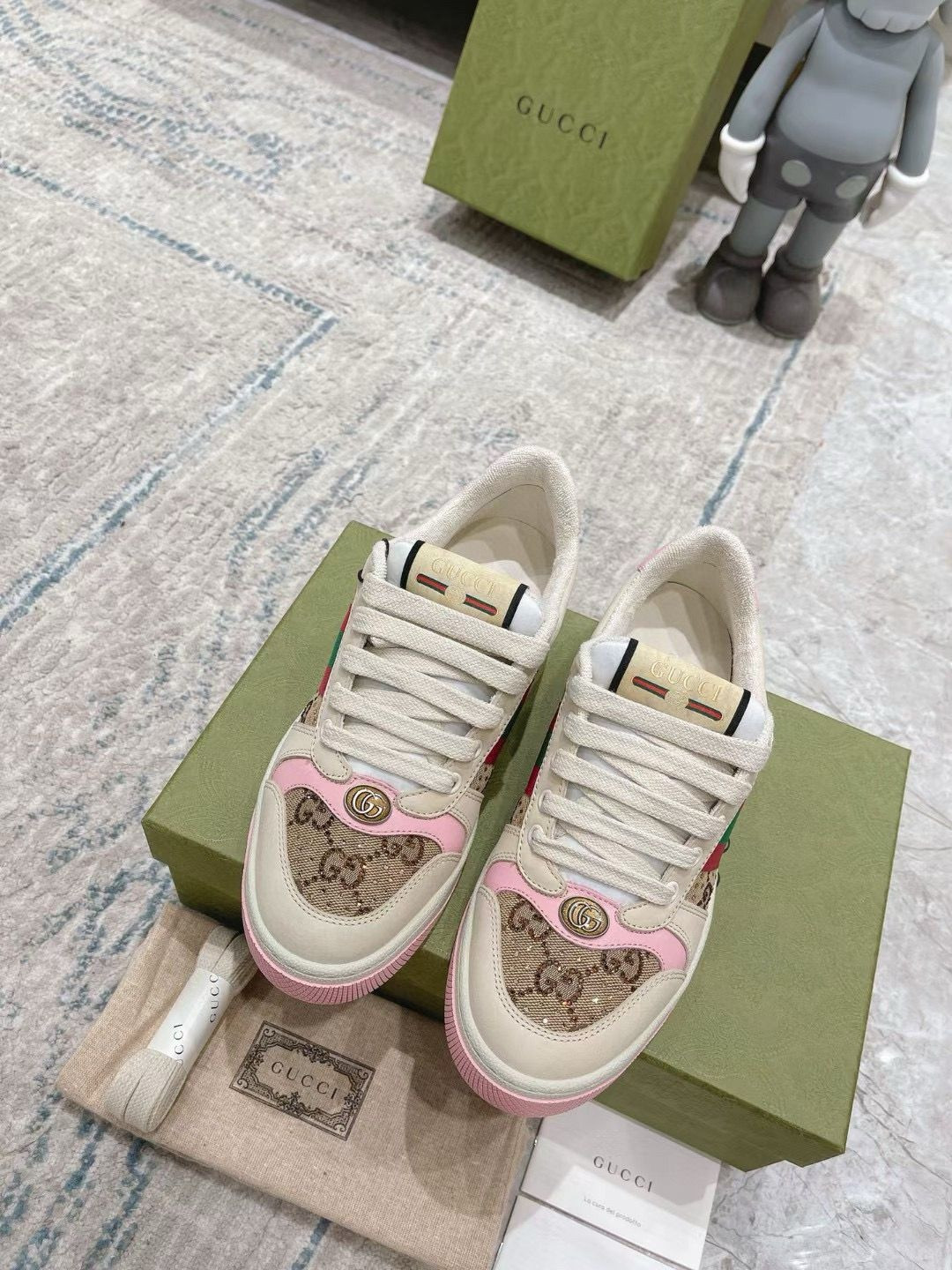 UA Gucci Wmns GG Screener GG Canvas Beige Pink