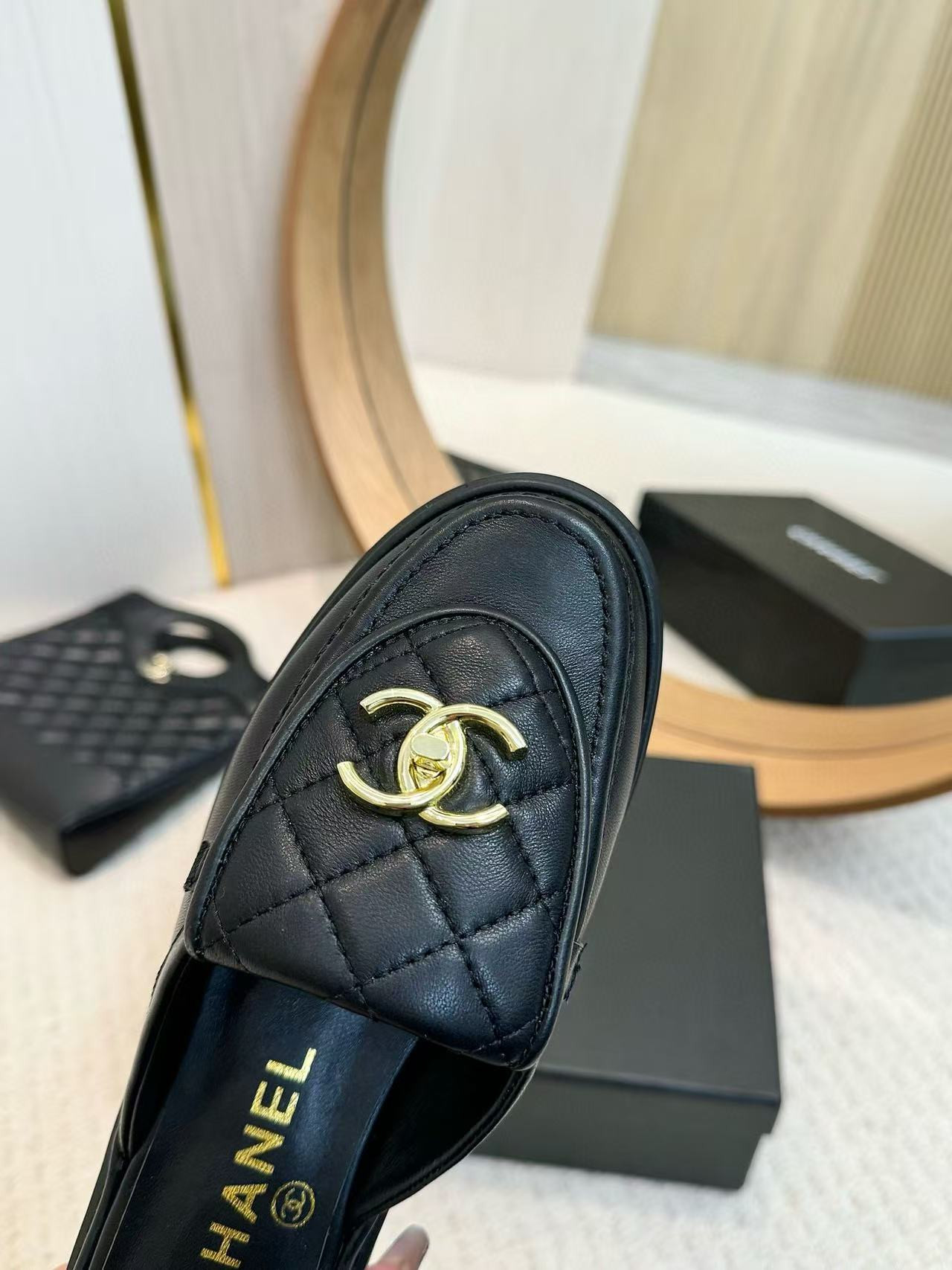 UA Chanel Slides Leather Flats