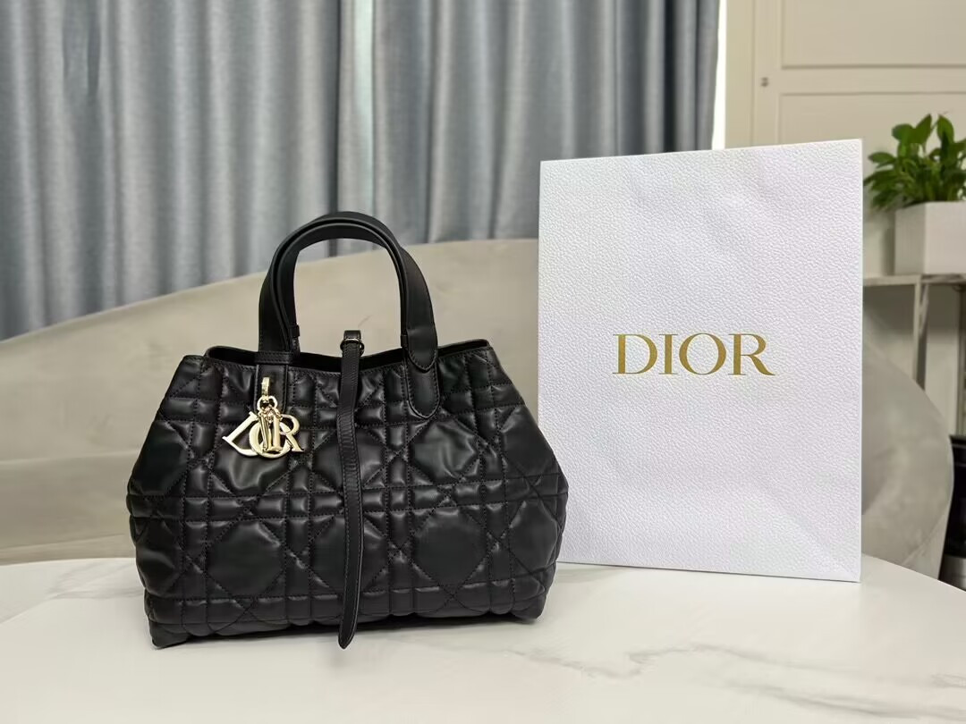 Dior Toujours Bag Medium Black 11 x 8.5 x 6.5 inches