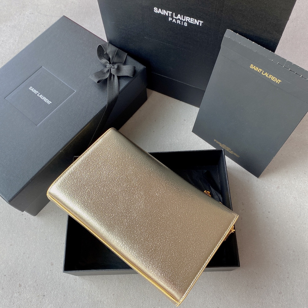 YSL KATE SMALL IN METALLIC LEATHER 20x12x5cm