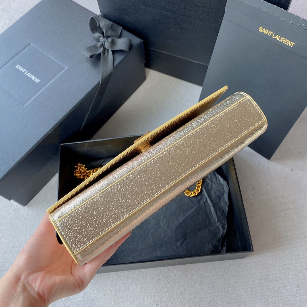 YSL KATE SMALL IN METALLIC LEATHER 20x12x5cm