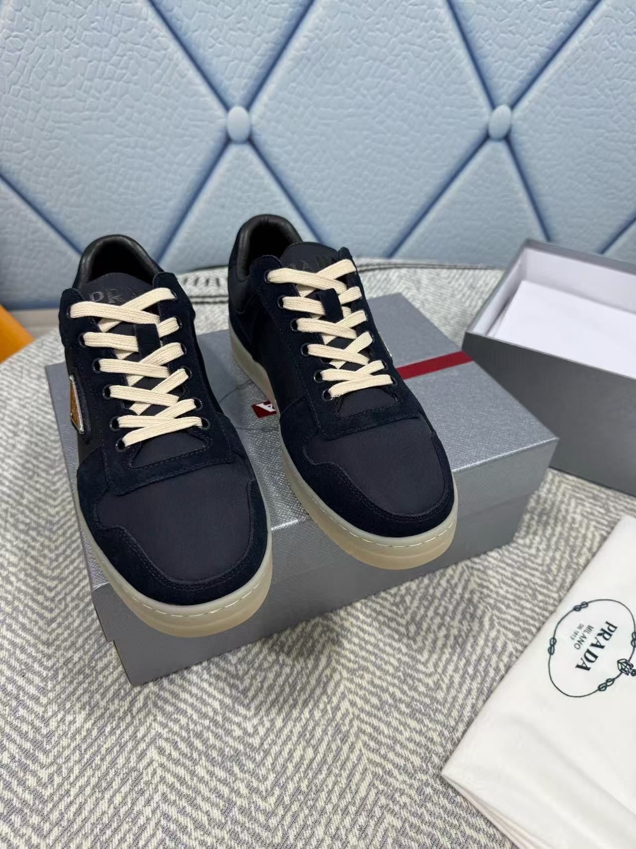 UA Prada Downtown Re-Nylon and suede sneakers