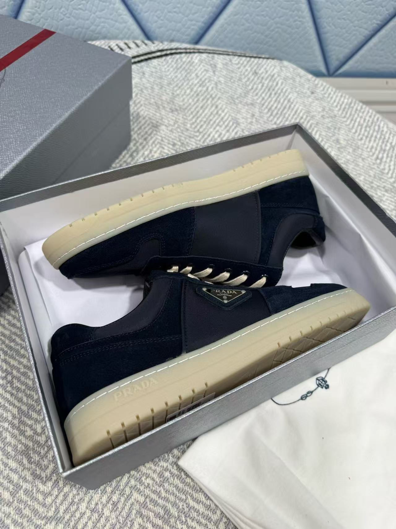 UA Prada Downtown Re-Nylon and suede sneakers