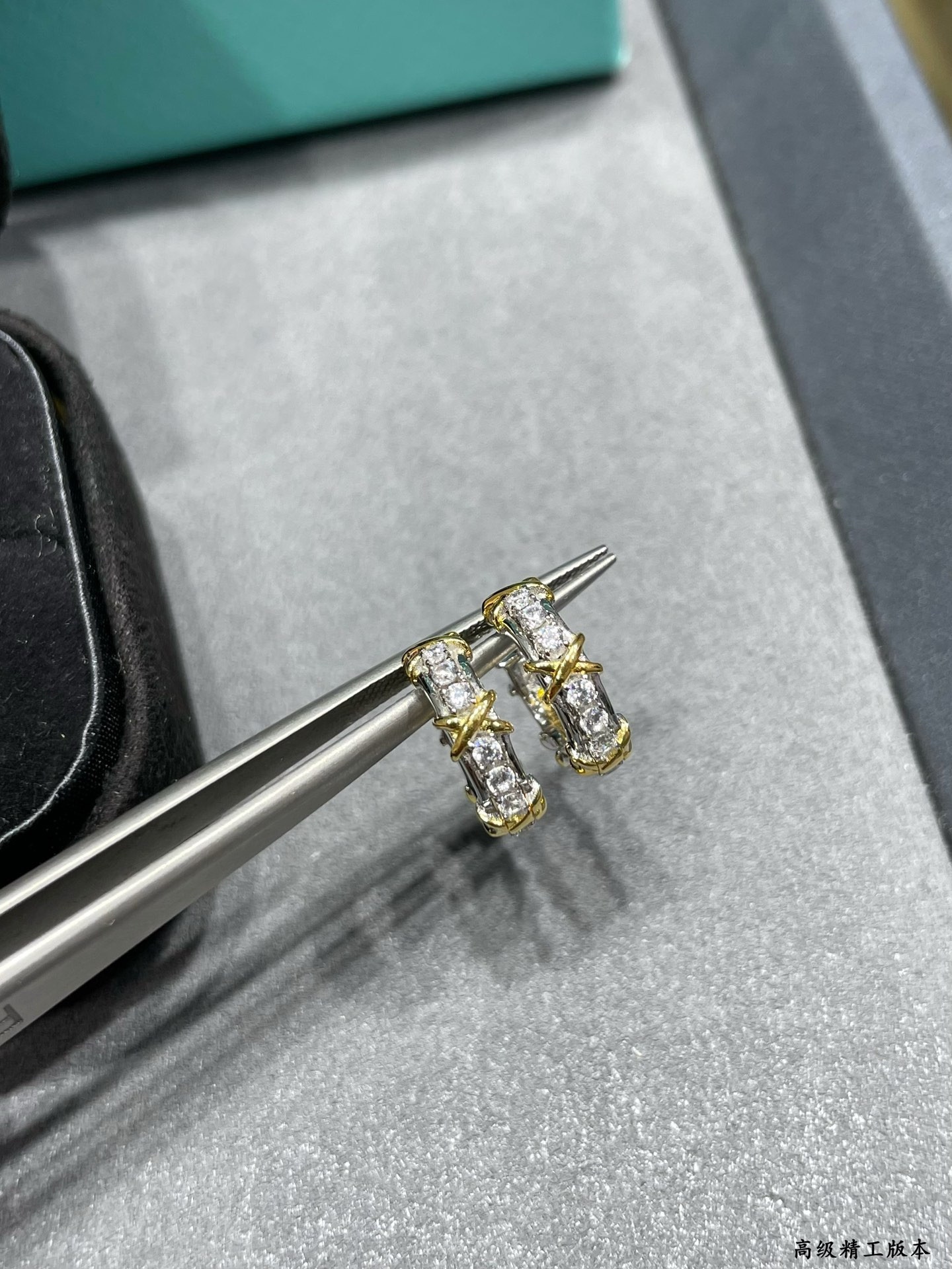 Tiffany & Co. Mini Cross Dual-Tone Hoop Earrings