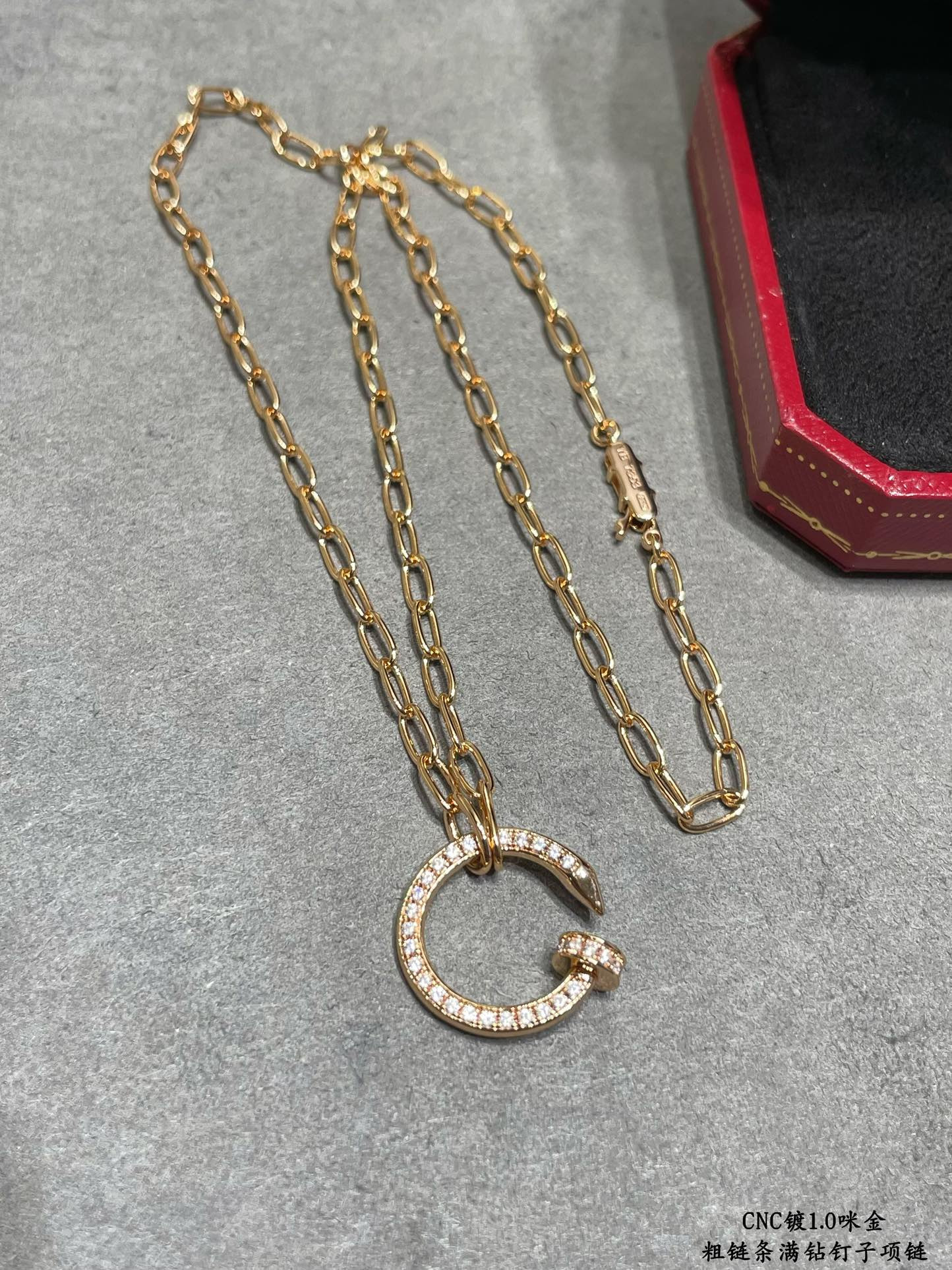 Cartier Thick chain full of diamond nail Necklace