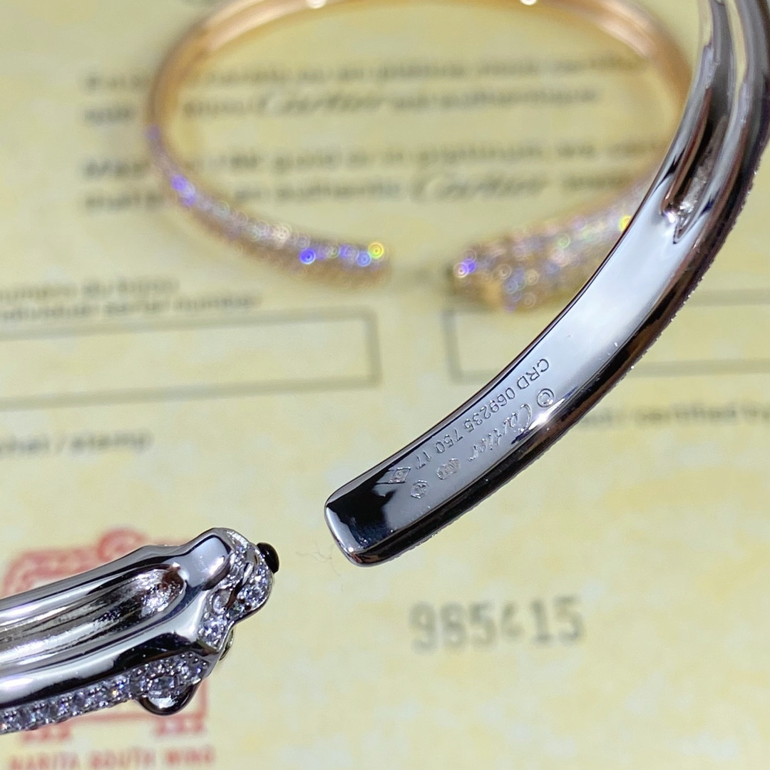 Cartier Hand-set diamond thin half diamond leopard Bracelet