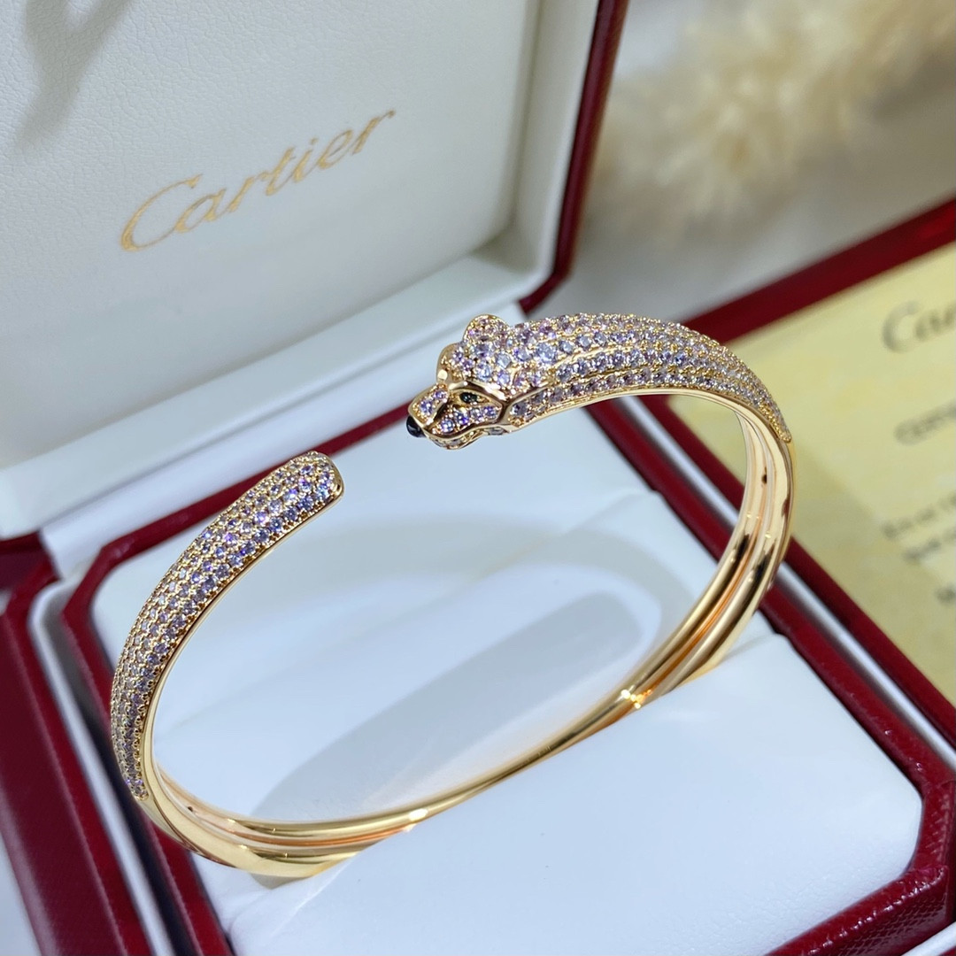 Cartier Hand-set diamond thin half diamond leopard Bracelet