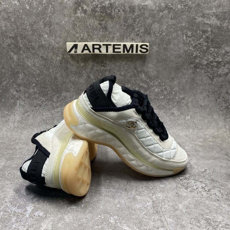 Chanel White Ivory Cc Sneakers