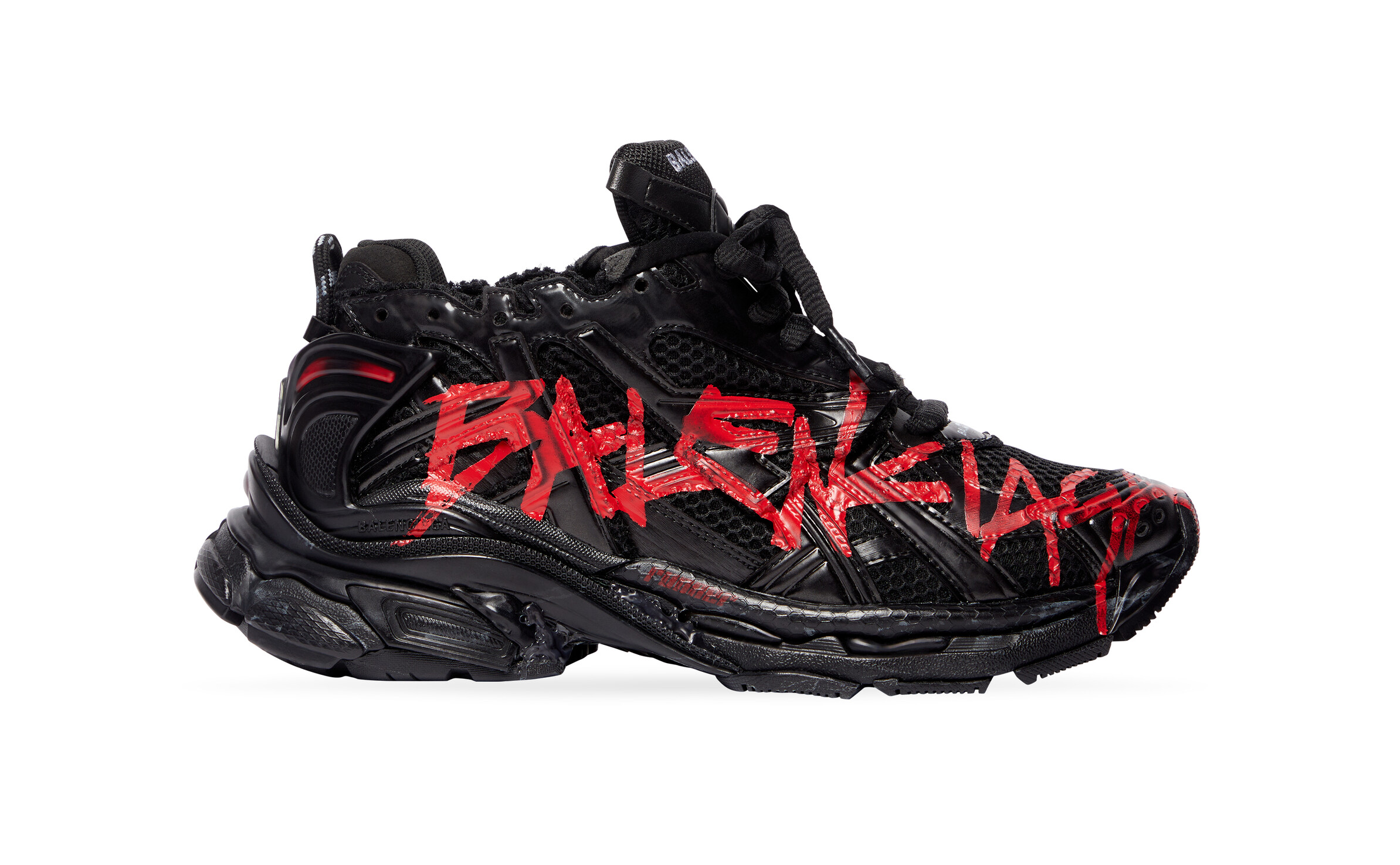 Balenciga Graffiti Runner Sneaker In Black