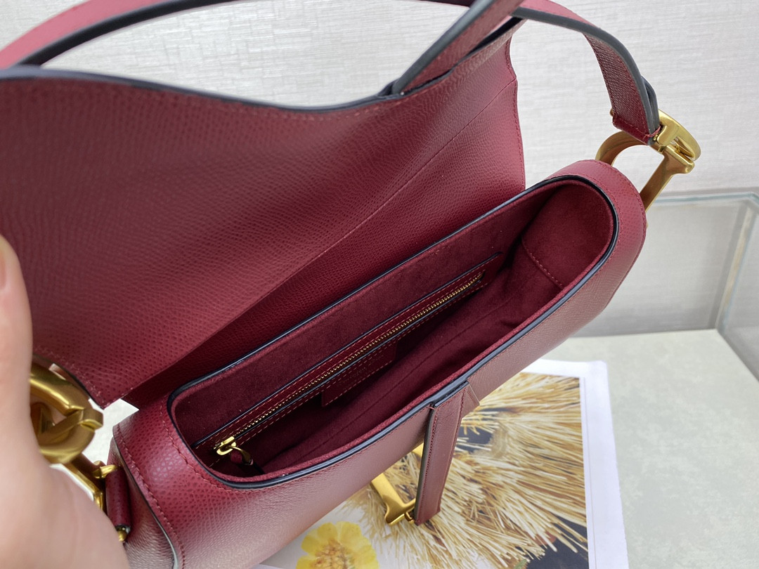 Dior Saddle Bag Amaryllis Red Grained Calfskin 25.5x20x6.5cm