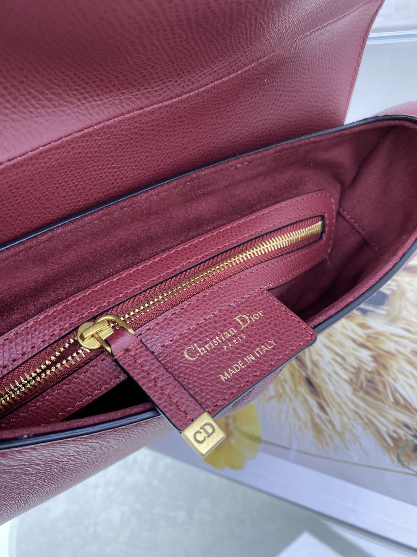 Dior Saddle Bag Amaryllis Red Grained Calfskin 25.5x20x6.5cm