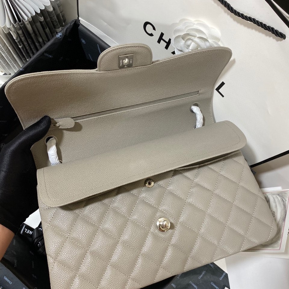 Chanel Classic Flap Jumbo 30cm CF Grey Silver  7.6 × 11.7 × 3.9 in