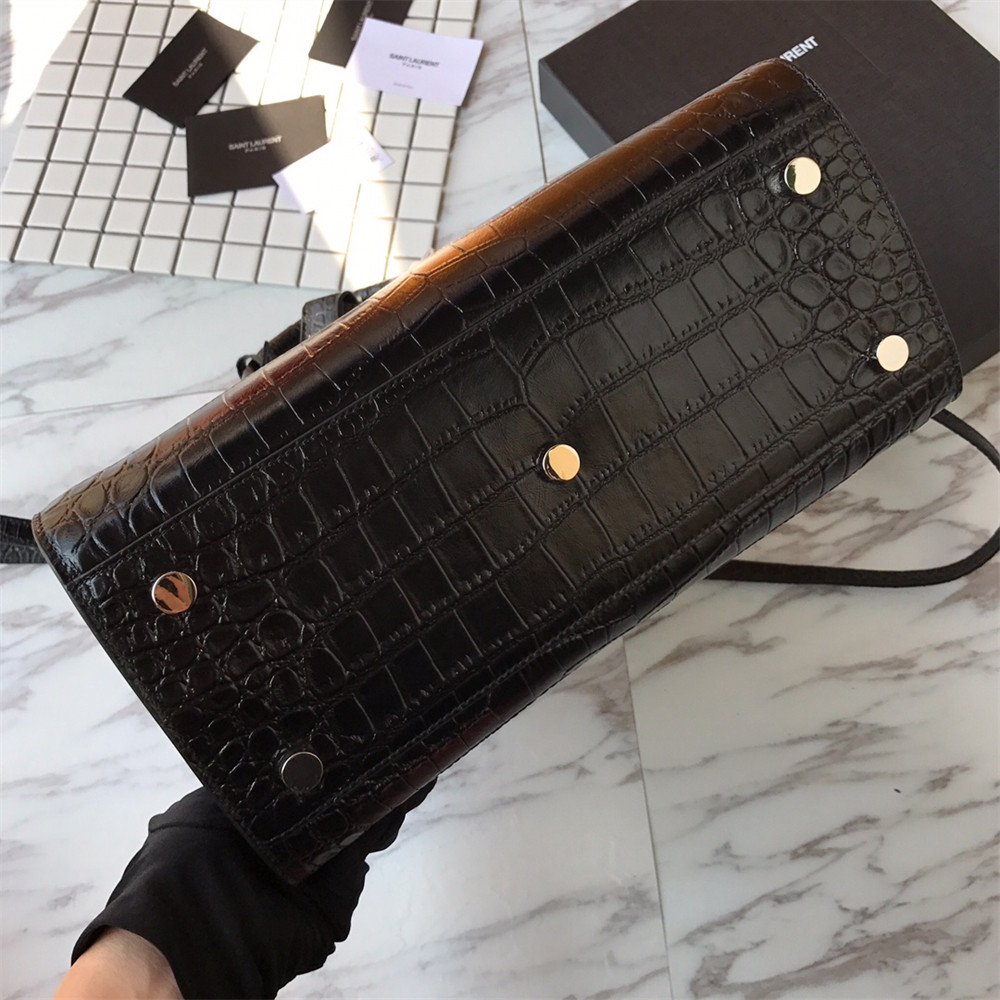 YSL SAC DE JOUR SMALL IN MATTE CROCODILE EMBOSSED LEATHER