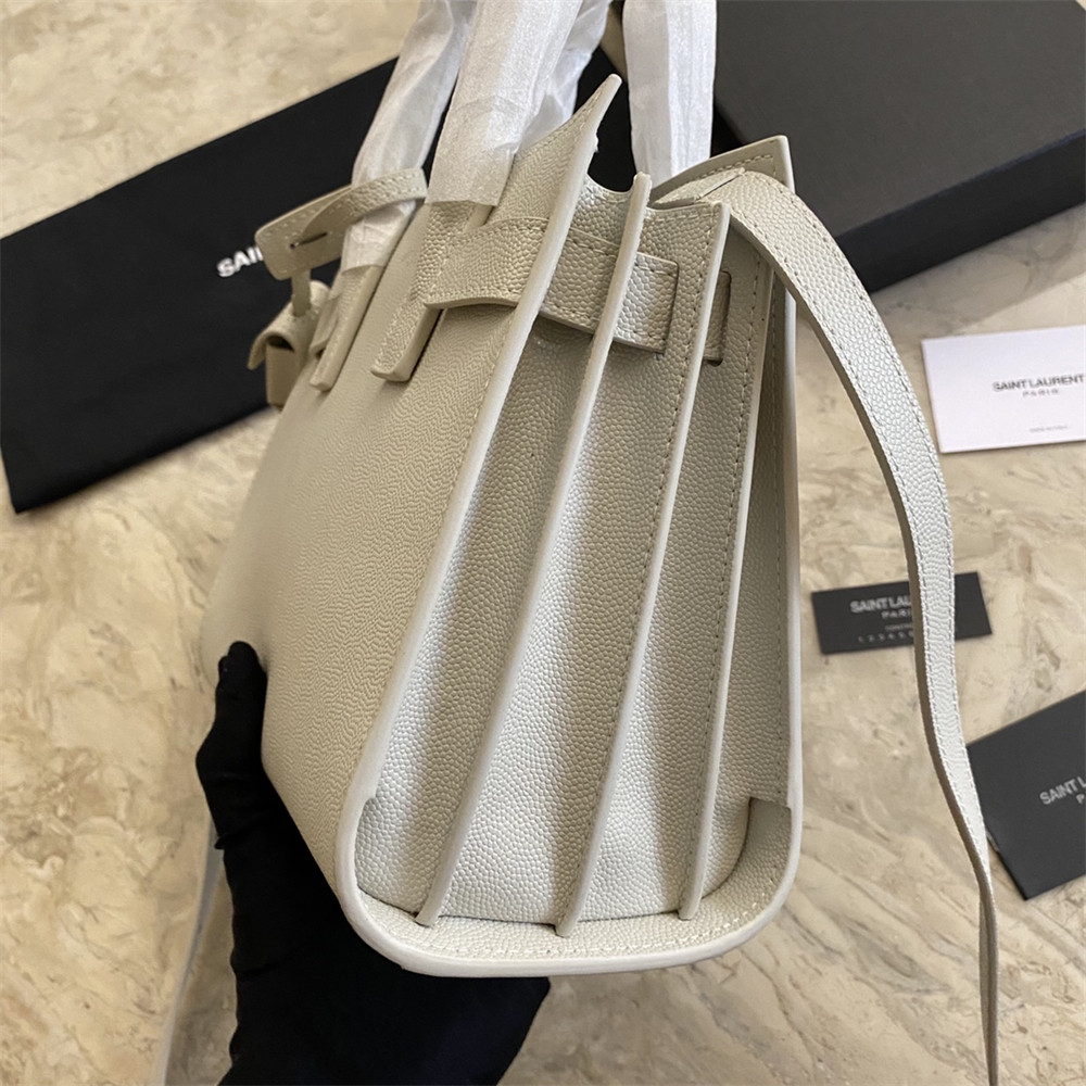 YSL SAC DE JOUR NANO IN GRAINED LEATHER WHITE