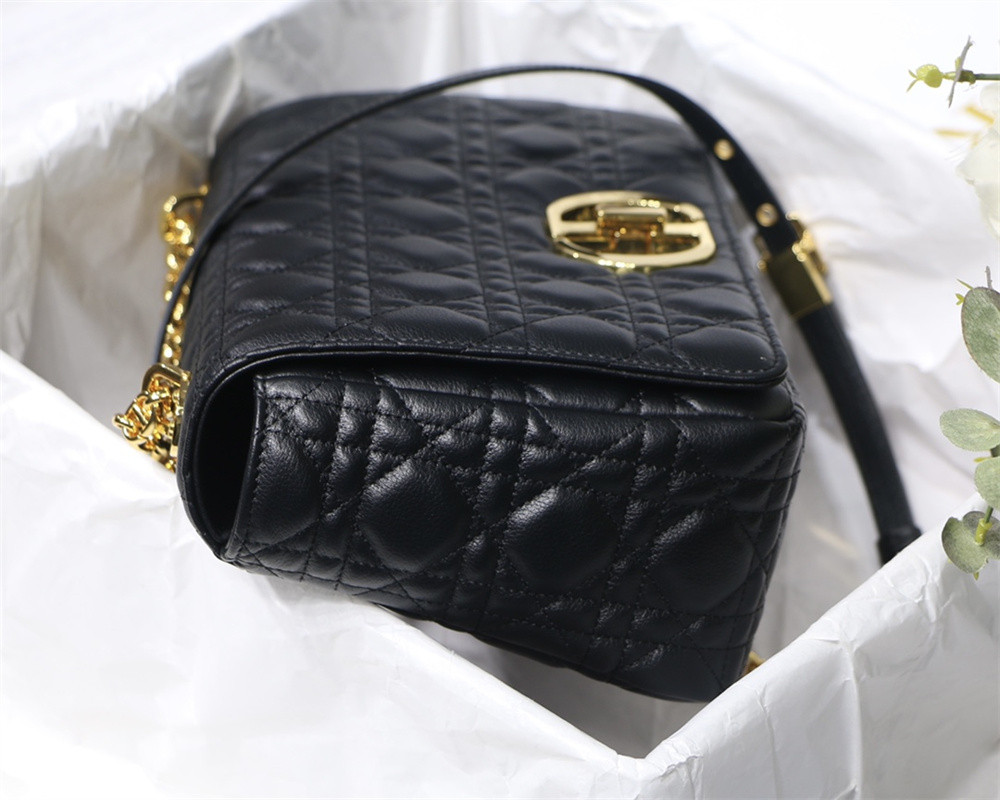 LARGE DIOR CARO BAG Black Supple Cannage Calfskin 29 x 18 x 10 cm