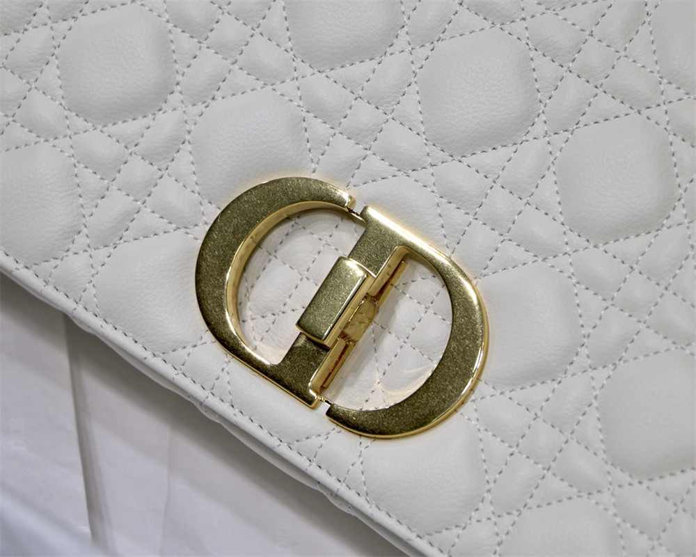 SMALL DIOR CARO BAG Ivory Supple Cannage Calfskin 20 x 12 x 7 cm