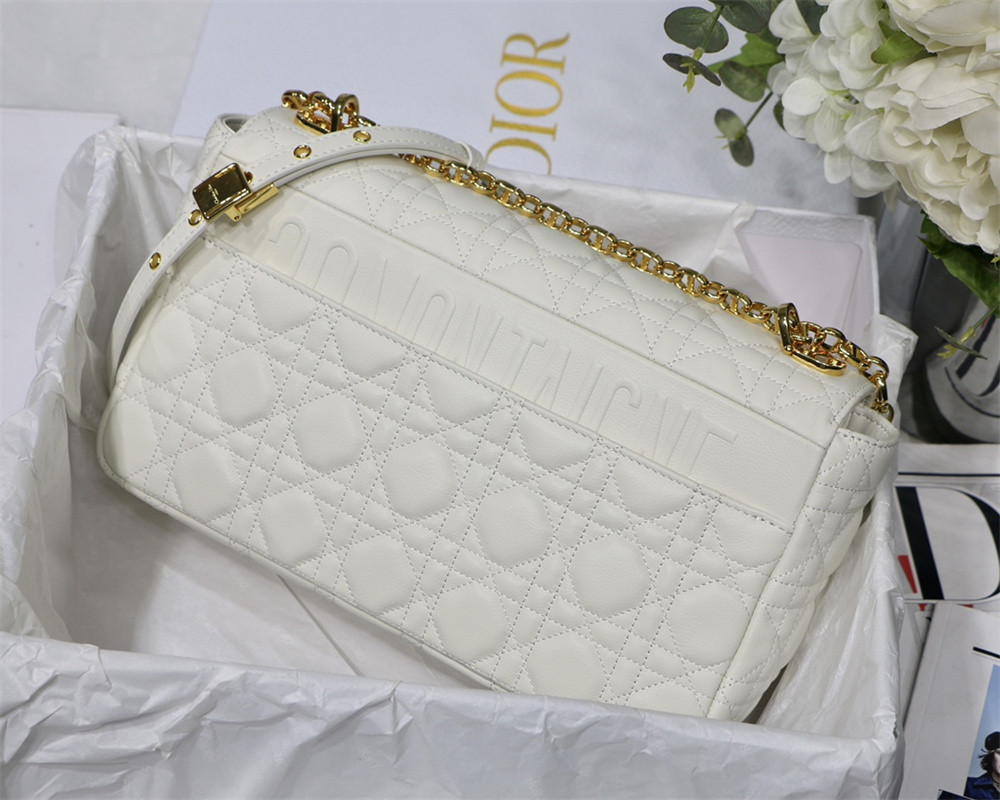 SMALL DIOR CARO BAG Ivory Supple Cannage Calfskin 20 x 12 x 7 cm