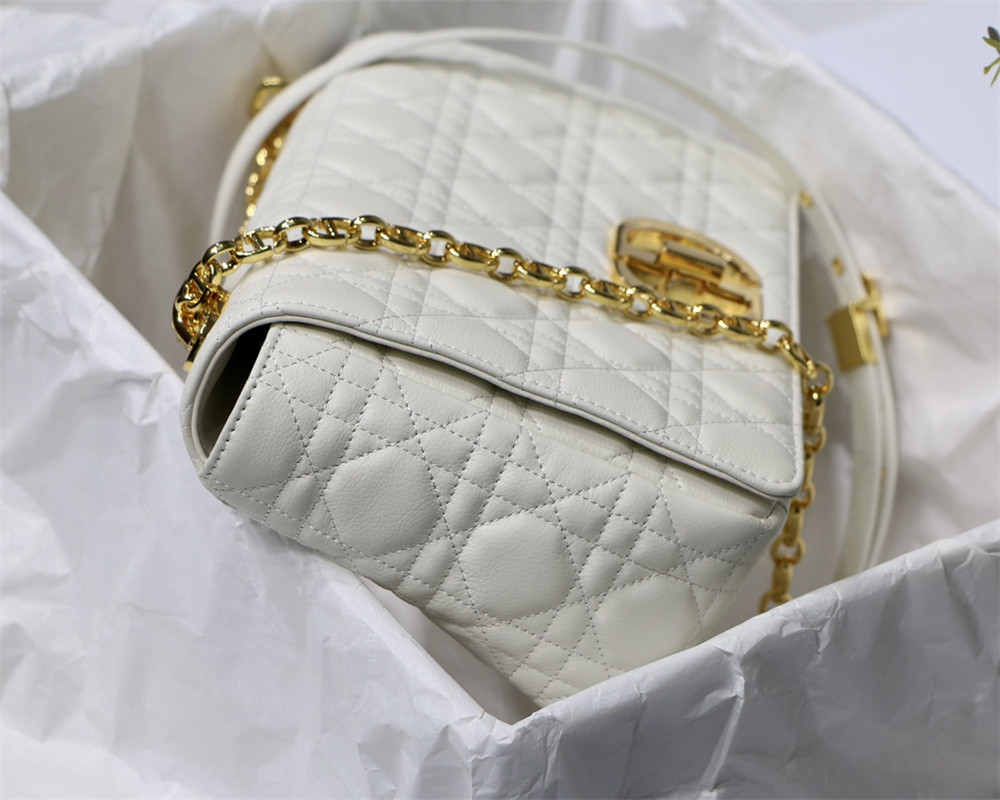 SMALL DIOR CARO BAG Ivory Supple Cannage Calfskin 20 x 12 x 7 cm