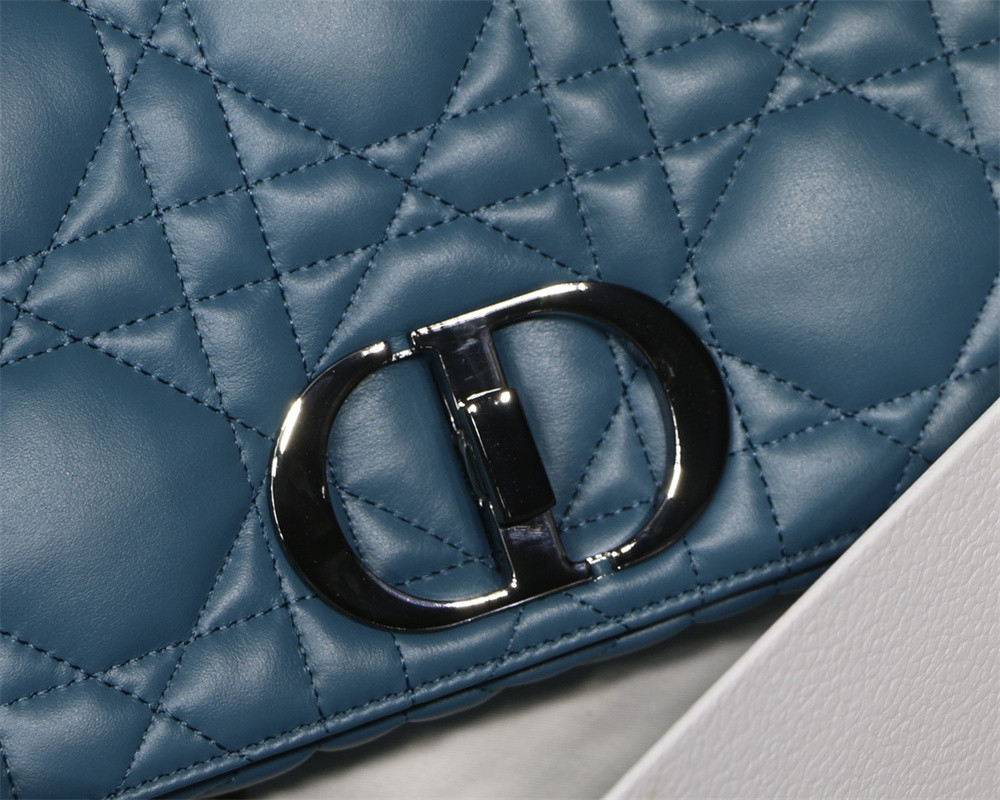LARGE DIOR CARO BAG Navy Supple Cannage Calfskin With Silver Hardware 29 x 18 x 10 cm