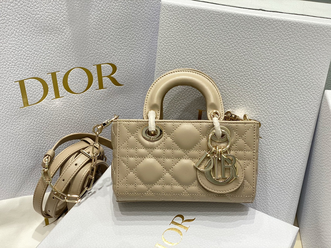 DIOR MINI LADY D-JOY BAG Biscuit 16 x 9 x 5 CM